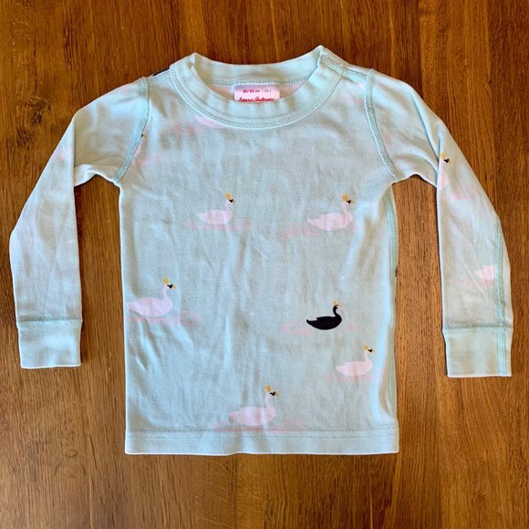HANNA ANDERSSON Girls Pajamas 2 2T 80/85 Swan Cotton Long John PJs Toddler Girl - Picture 2 of 10